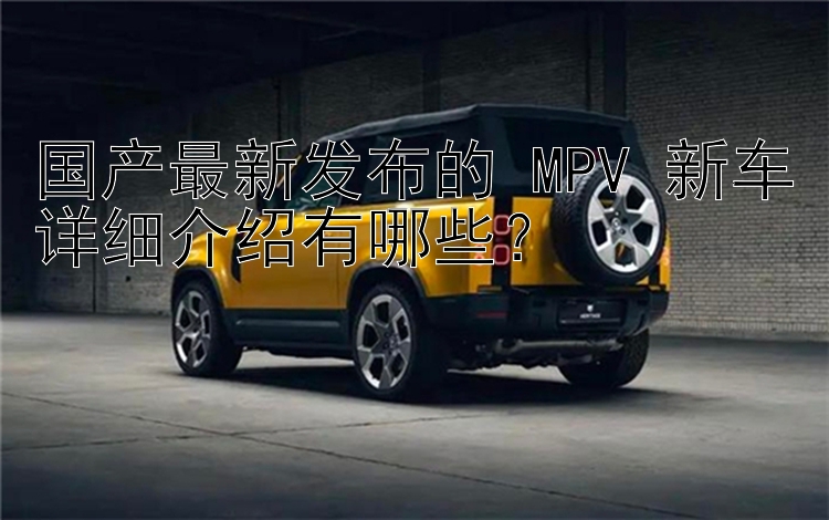 国产最新发布的 MPV 新车详细介绍有哪些？